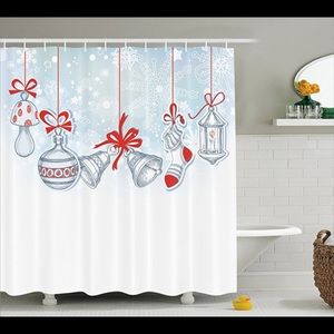NWOT retro style Christmas shower curtain